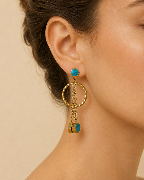 Boucles d’oreilles pendantes géométriques – Dor Afghanistan