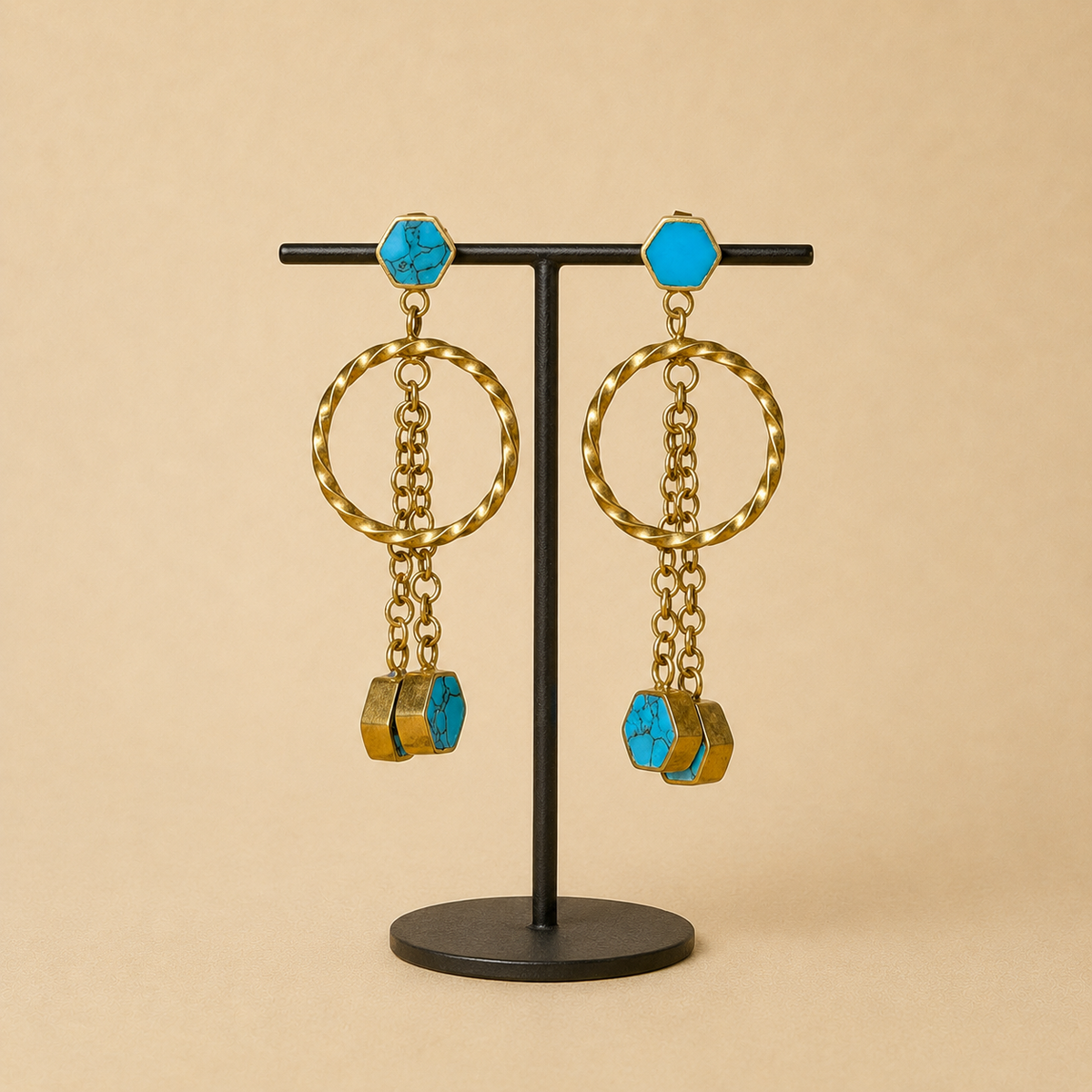 Boucles d’oreilles pendantes géométriques – Dor Afghanistan
